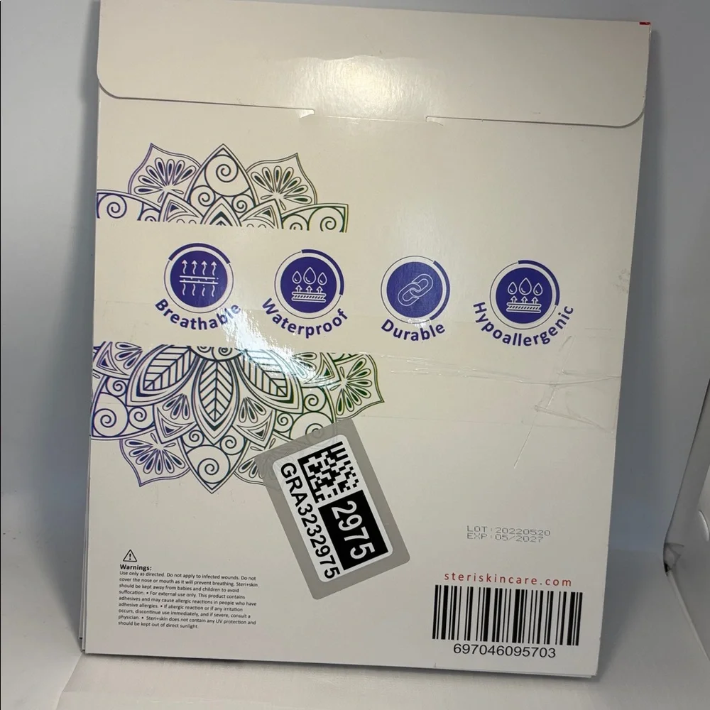 Steri+Skin Transparent Adhesive Bandage Tattoo Cover 3 Pack 8x10 NWT